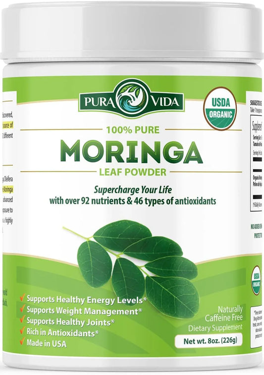 BASIC AYURVEDA Moringa Powder | 7.05 Oz (200g) | Organic Drumstick Tree Leaves Powder for Tea, Drinks, & Smoothies | Natural Source of Vitamin C | for Joint Support